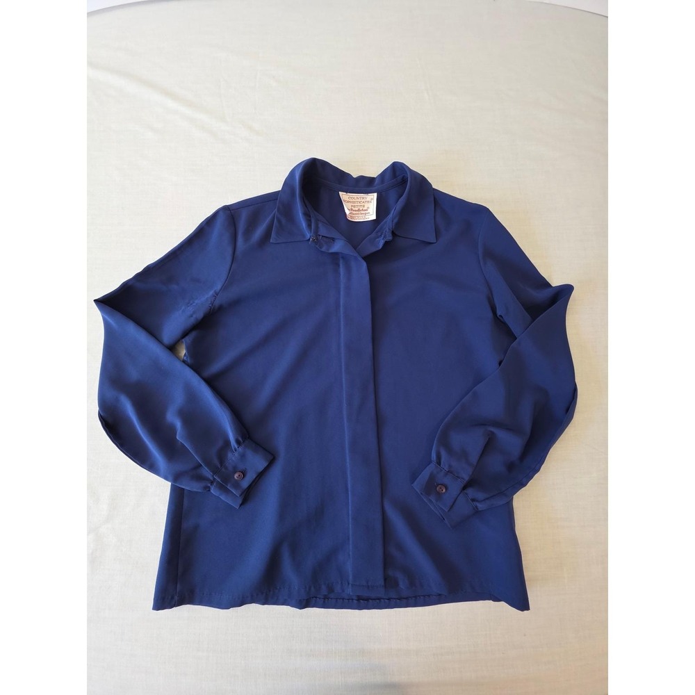 Vintage Pendleton Country Sophisticates Blouse Long Sleeve Button Up 8 Blue‎